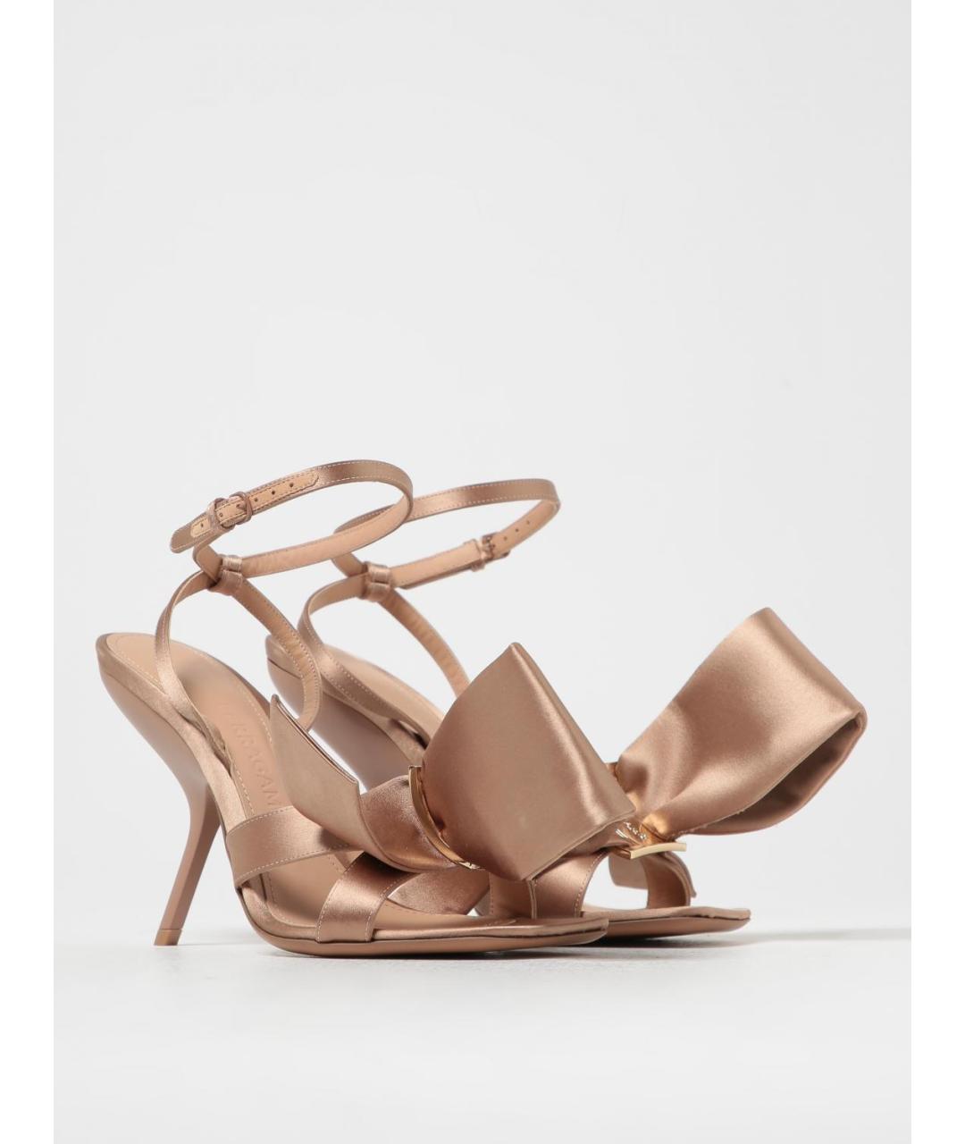 FERRAGAMO Бежевые текстильные босоножки, фото 2