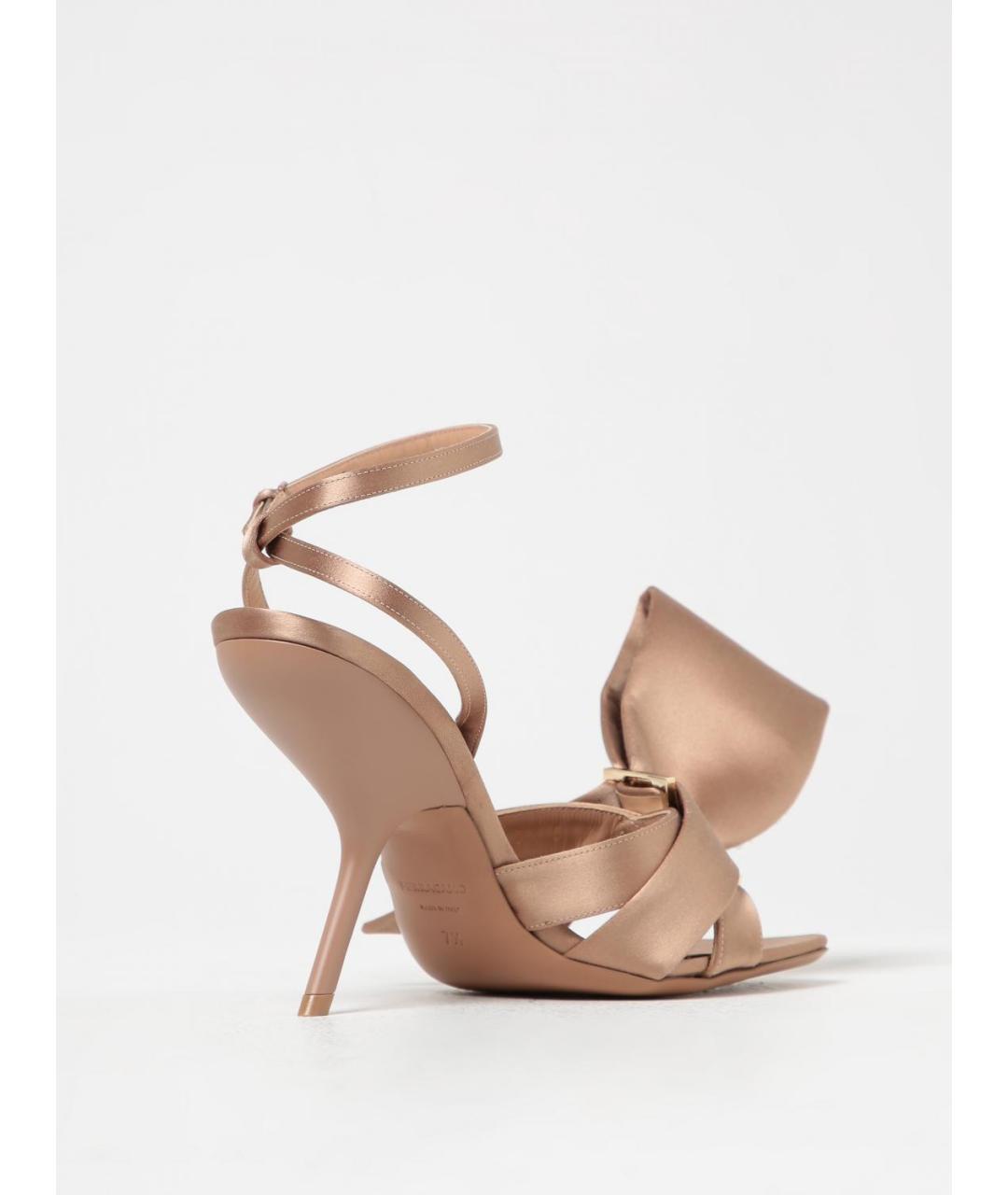 FERRAGAMO Бежевые текстильные босоножки, фото 3