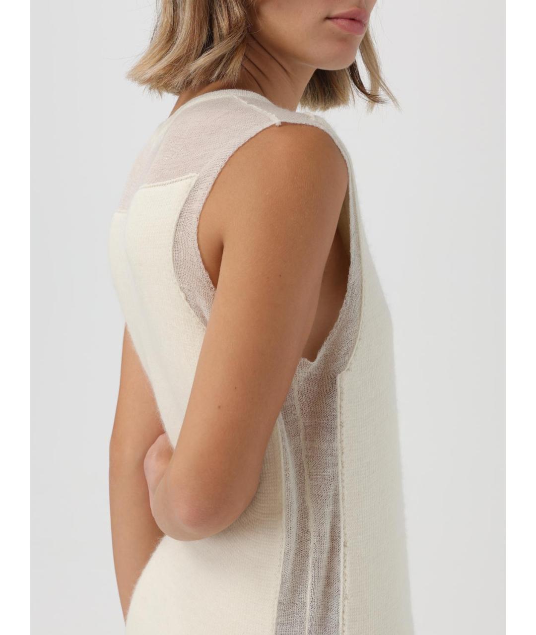 JIL SANDER Белое шерстяное повседневное платье, фото 5