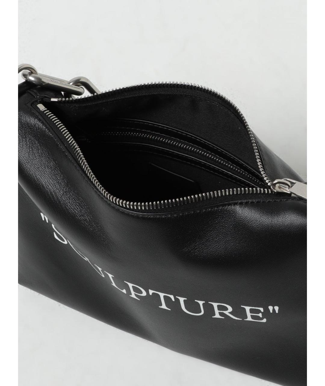 OFF-WHITE Черная кожаная сумка через плечо, фото 4