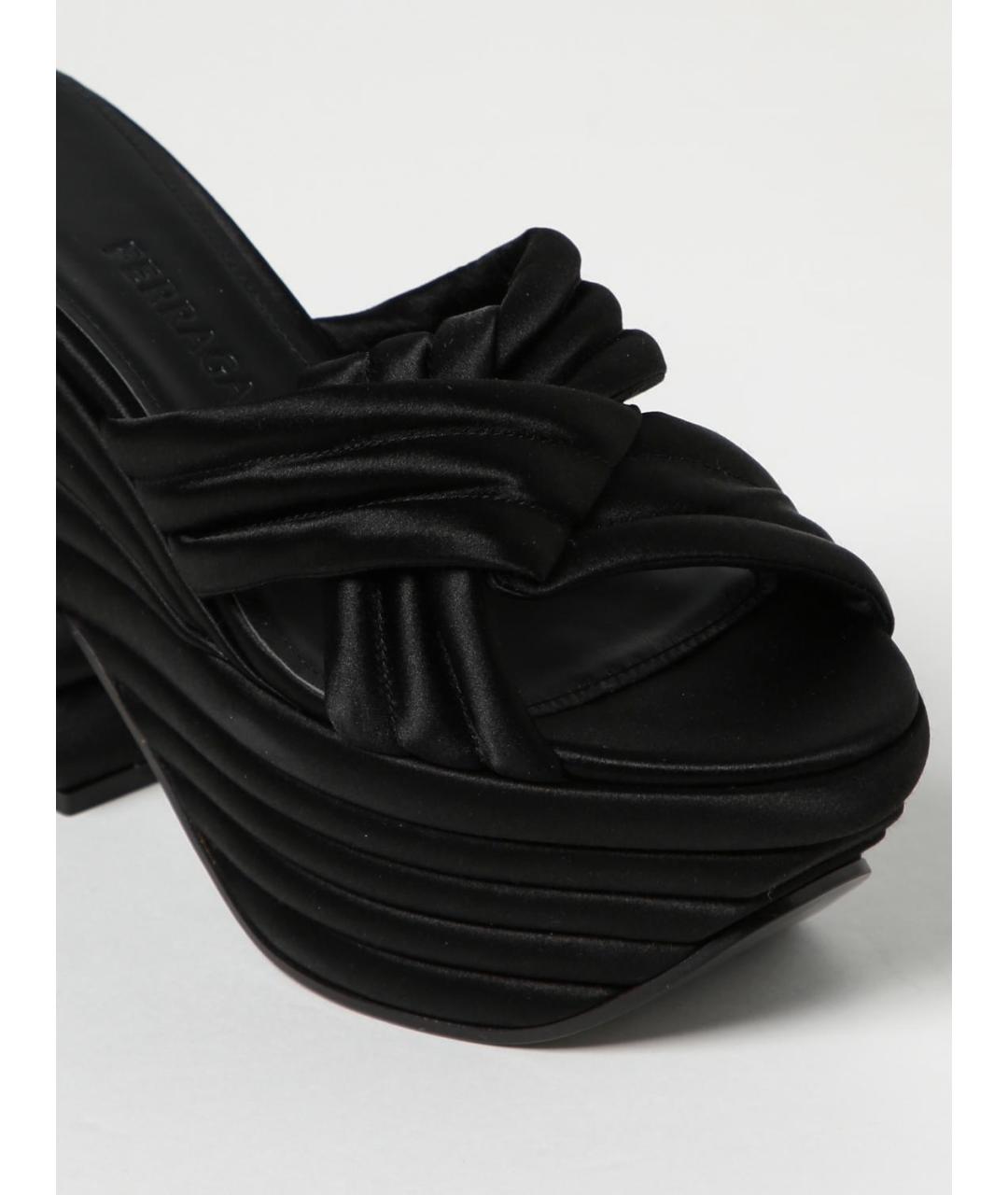 FERRAGAMO Черные текстильные мюли, фото 4