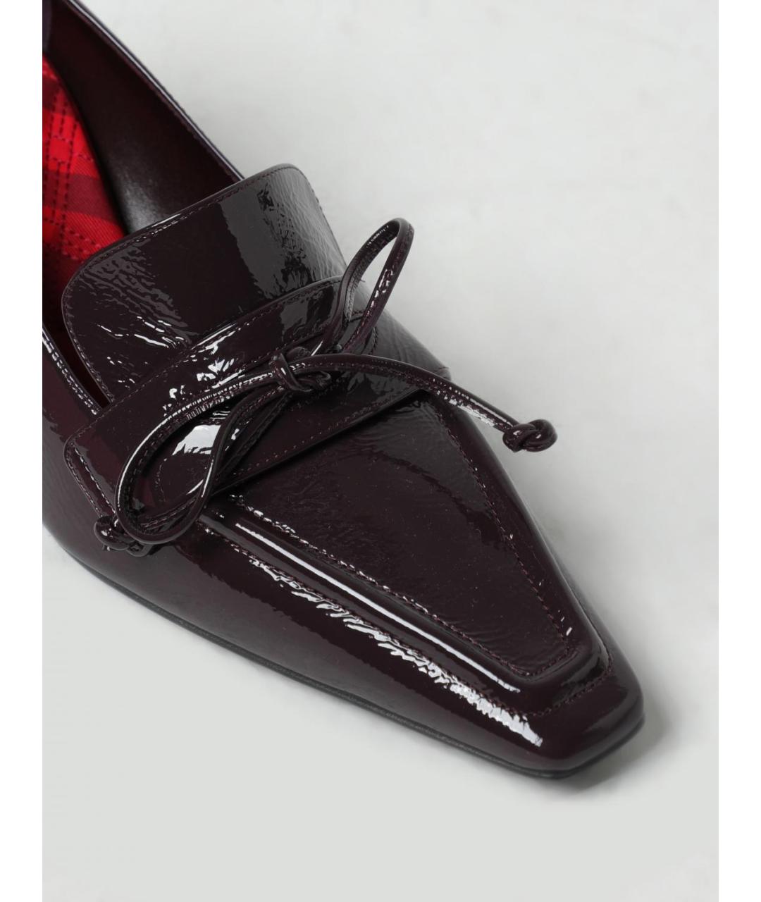 BURBERRY Бордовые туфли из лакированной кожи, фото 4