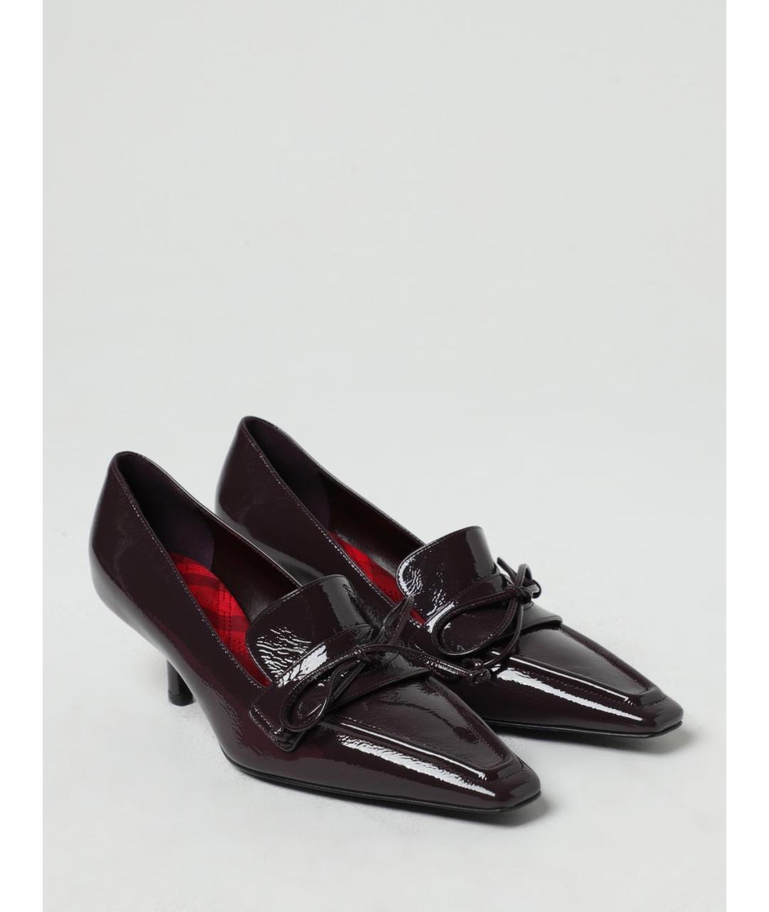 BURBERRY Бордовые туфли из лакированной кожи, фото 2