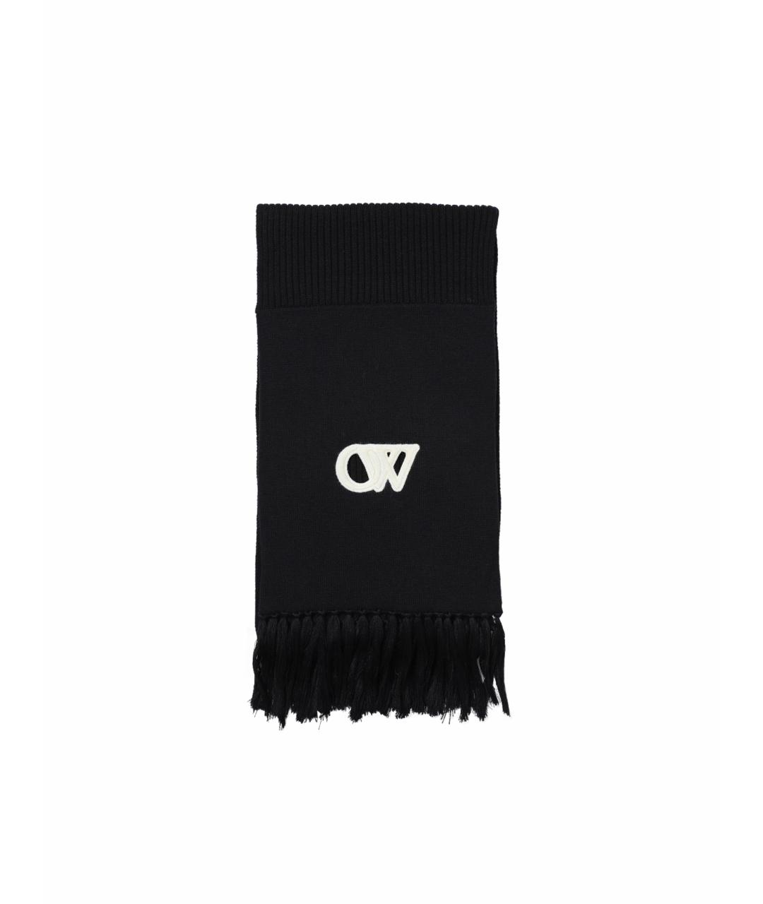 OFF-WHITE Черный шерстяной шарф, фото 1