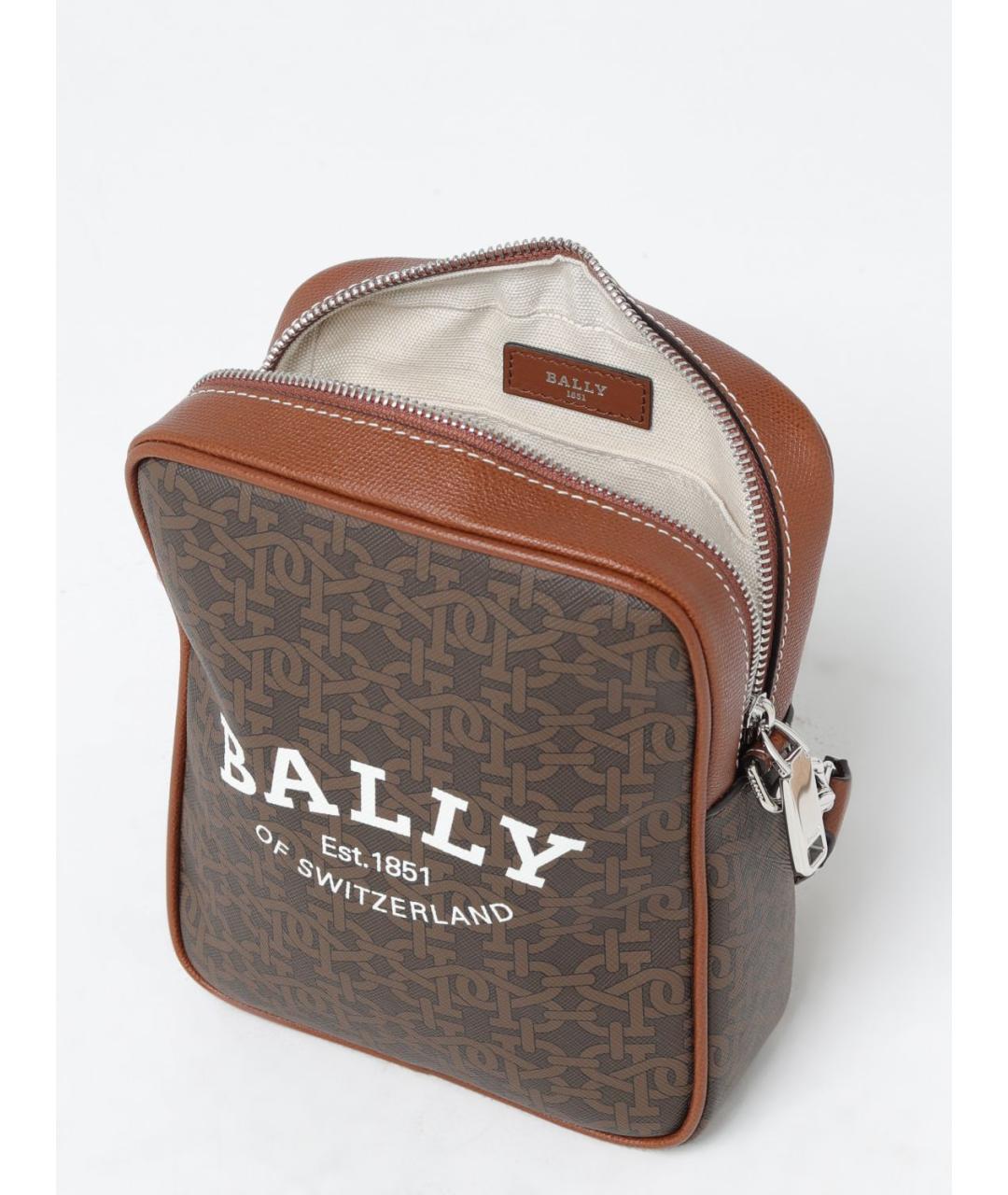 BALLY Коричневая кожаная сумка на плечо, фото 4