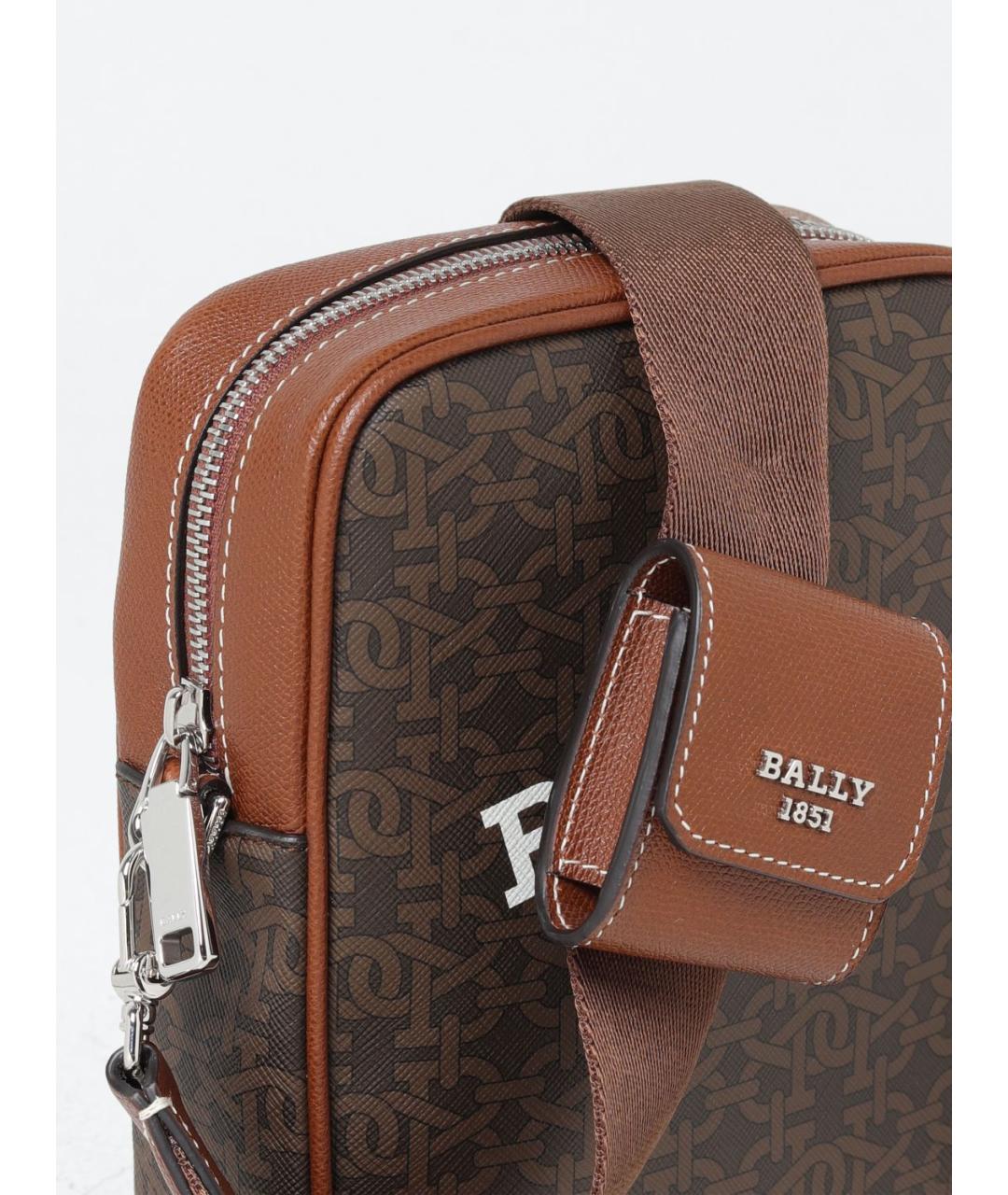 BALLY Коричневая кожаная сумка на плечо, фото 3