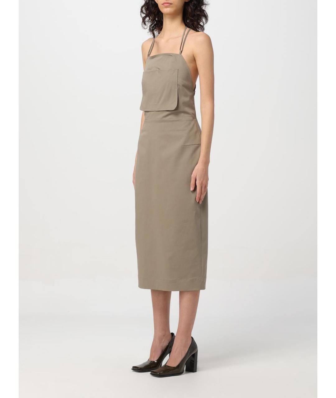 MAX MARA Серое хлопковое повседневное платье, фото 4
