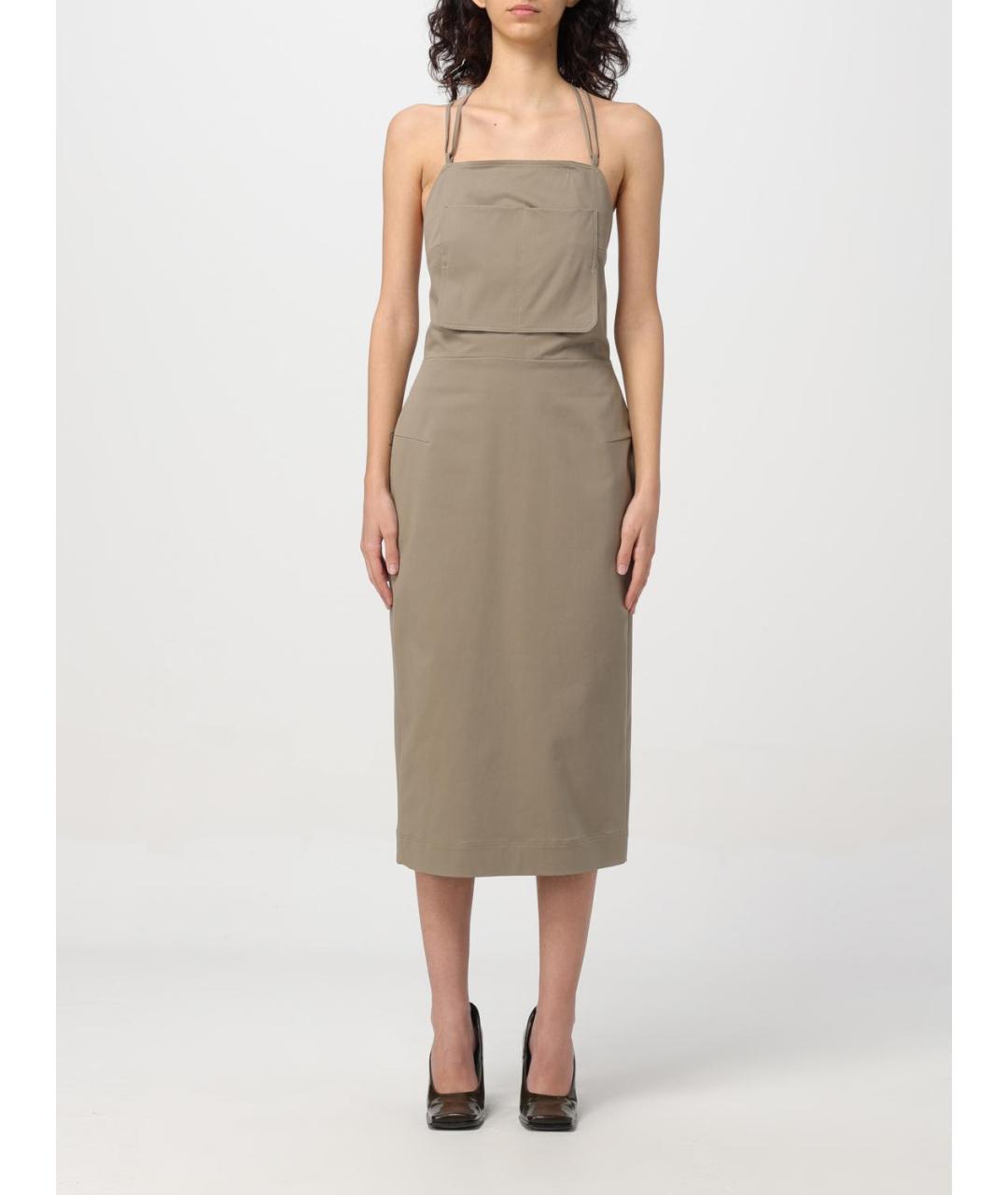 MAX MARA Серое хлопковое повседневное платье, фото 2