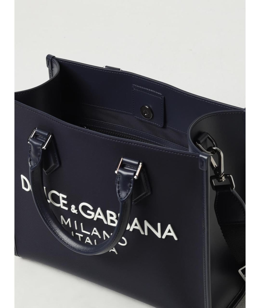 DOLCE&GABBANA Темно-синяя сумка тоут, фото 4