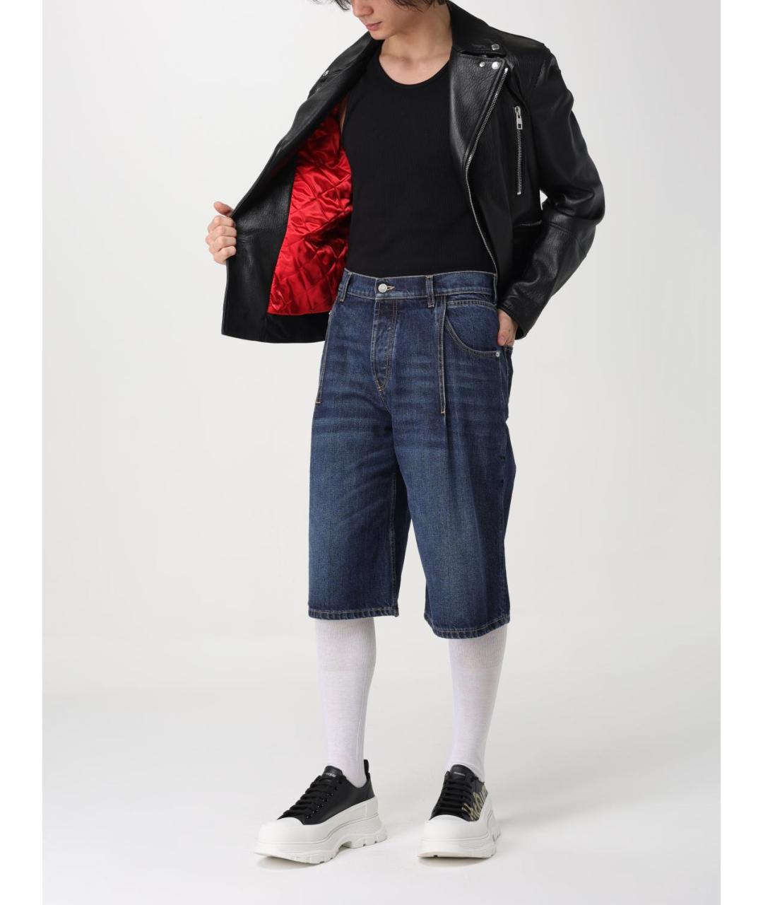 ALEXANDER MCQUEEN Синие хлопковые шорты, фото 3