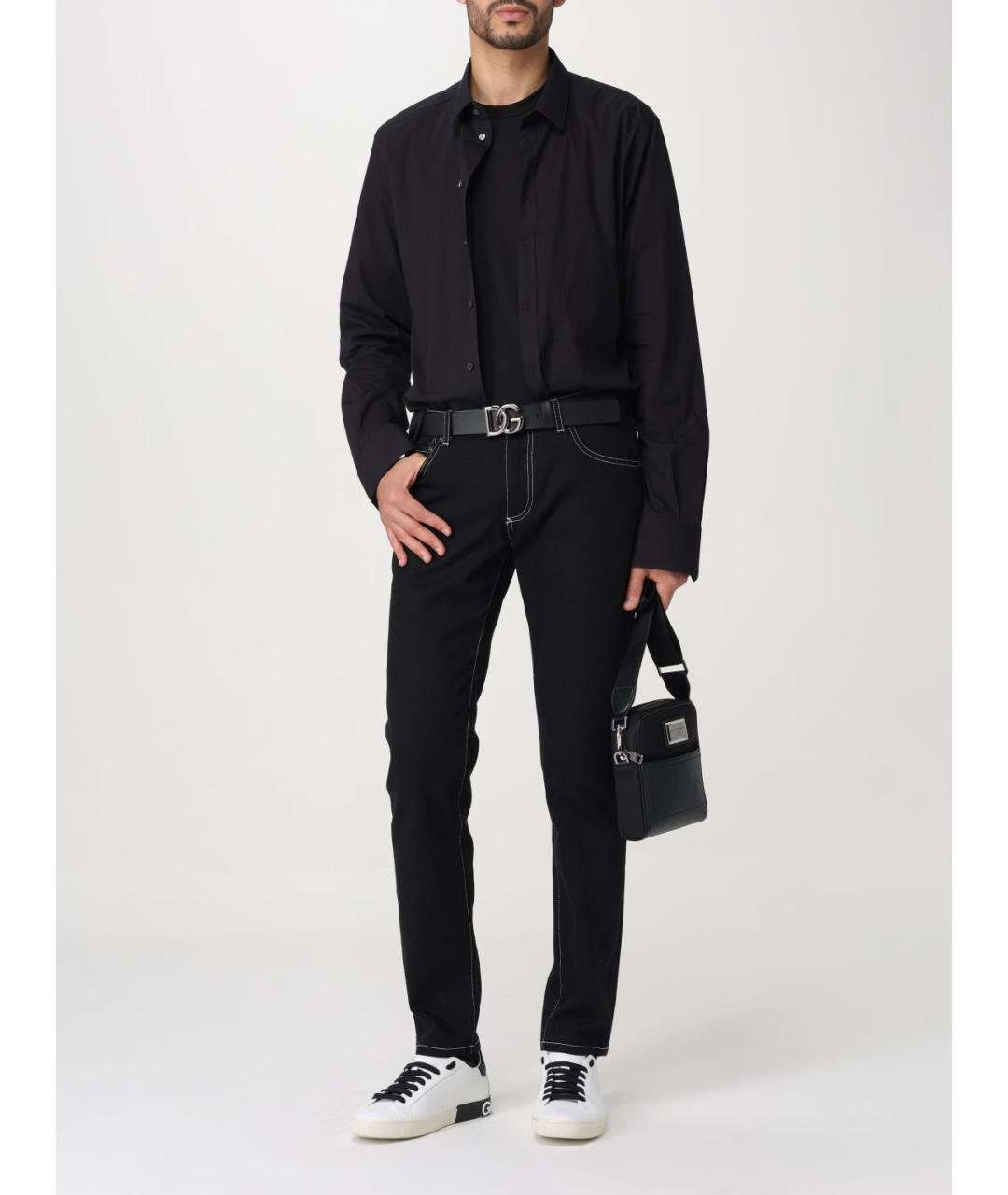DOLCE&GABBANA Черная хлопковая классическая рубашка, фото 3