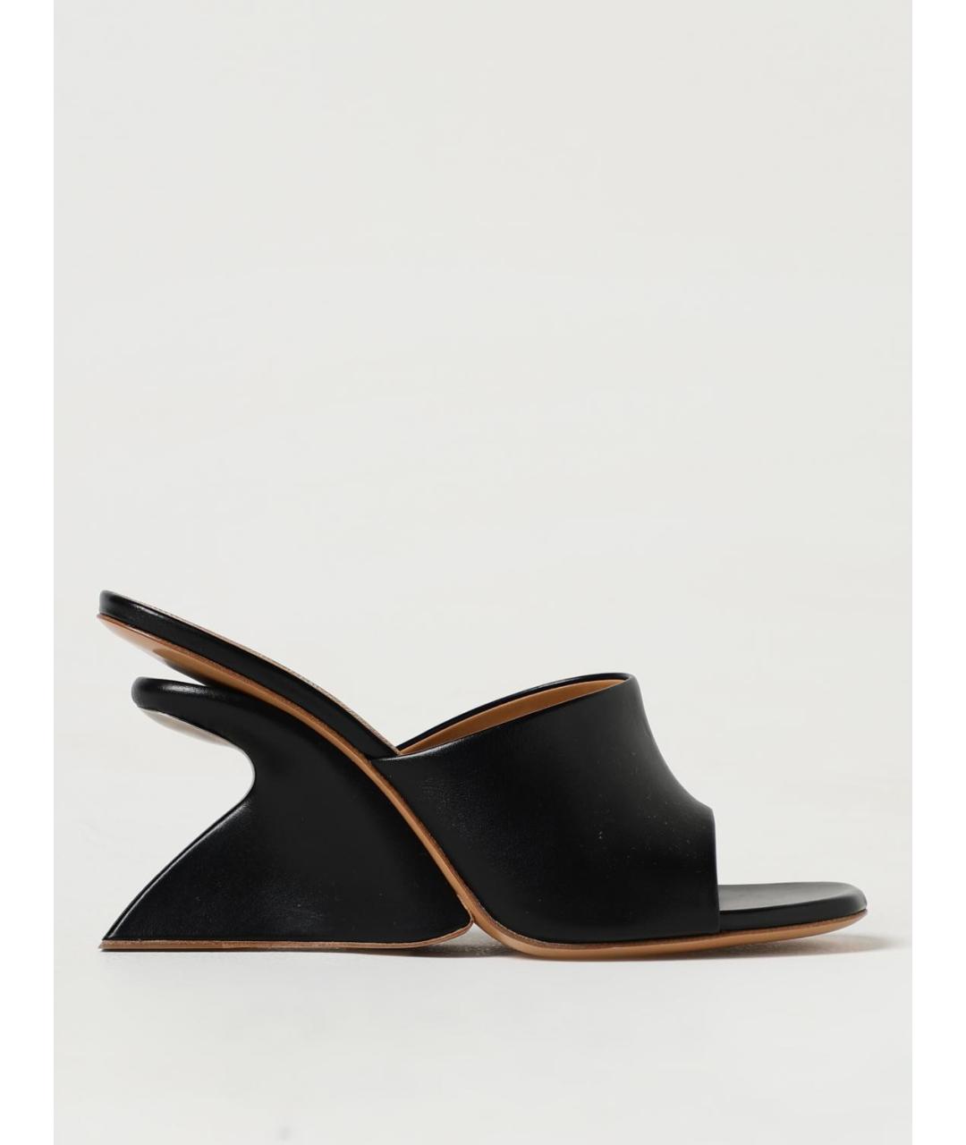 OFF-WHITE Черные кожаные мюли, фото 5