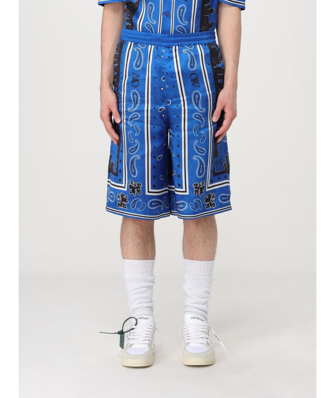 OFF-WHITE Синие вискозные шорты, фото 2