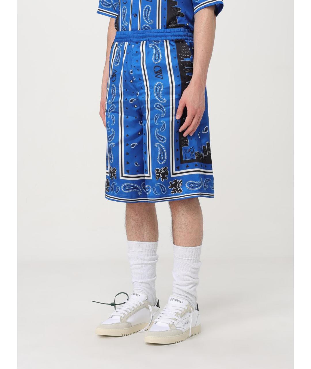OFF-WHITE Синие вискозные шорты, фото 5