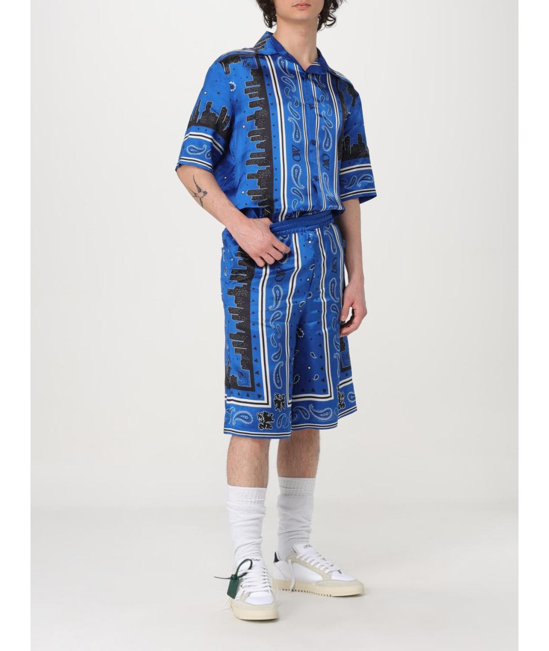 OFF-WHITE Синие вискозные шорты, фото 3
