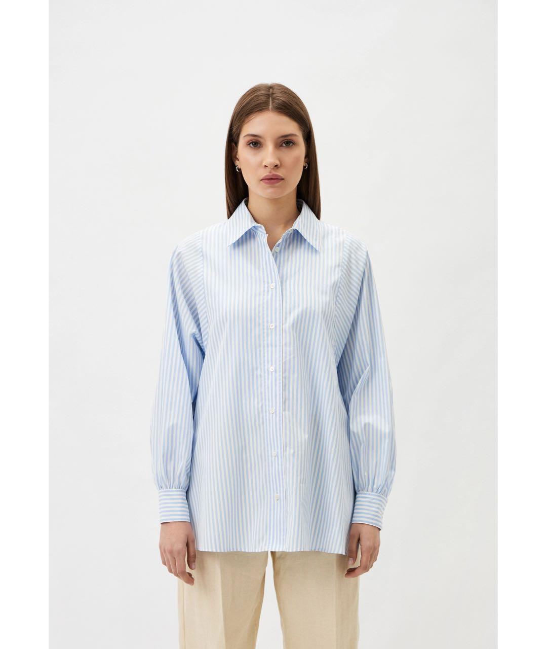 MAX MARA Голубая хлопковая рубашка, фото 7