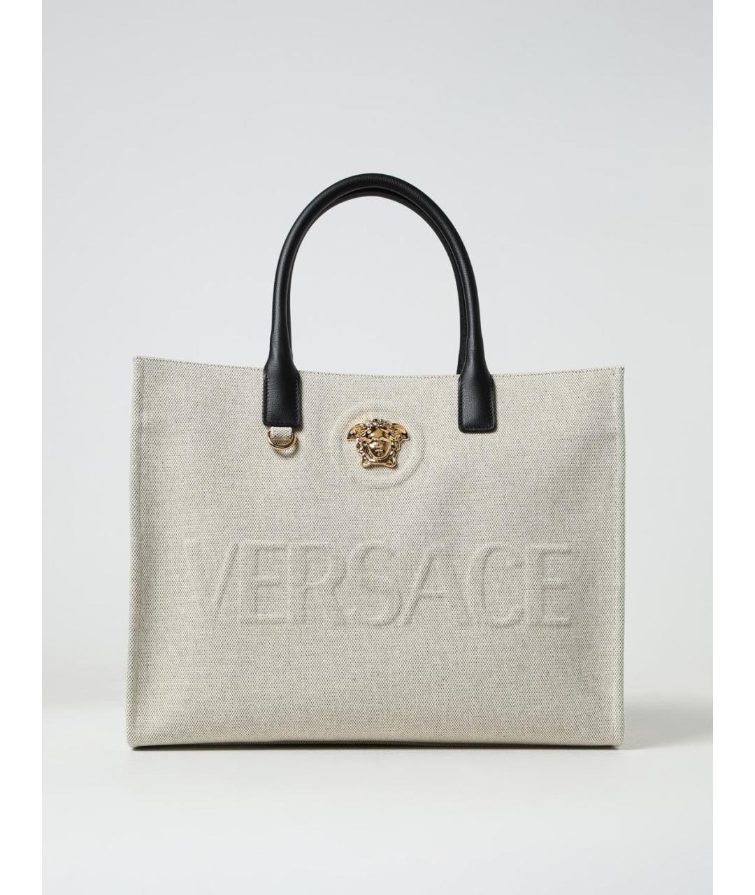 VERSACE Серая тканевая сумка тоут, фото 5