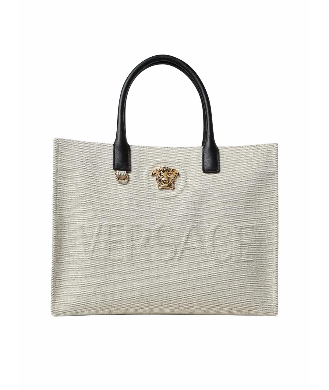 VERSACE Серая тканевая сумка тоут, фото 1