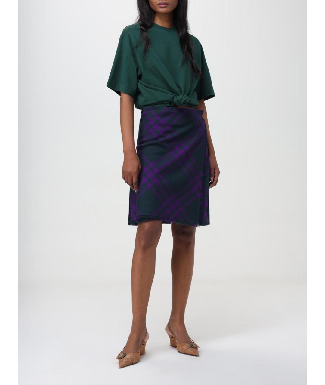 BURBERRY Мульти шерстяная юбка мини, фото 3