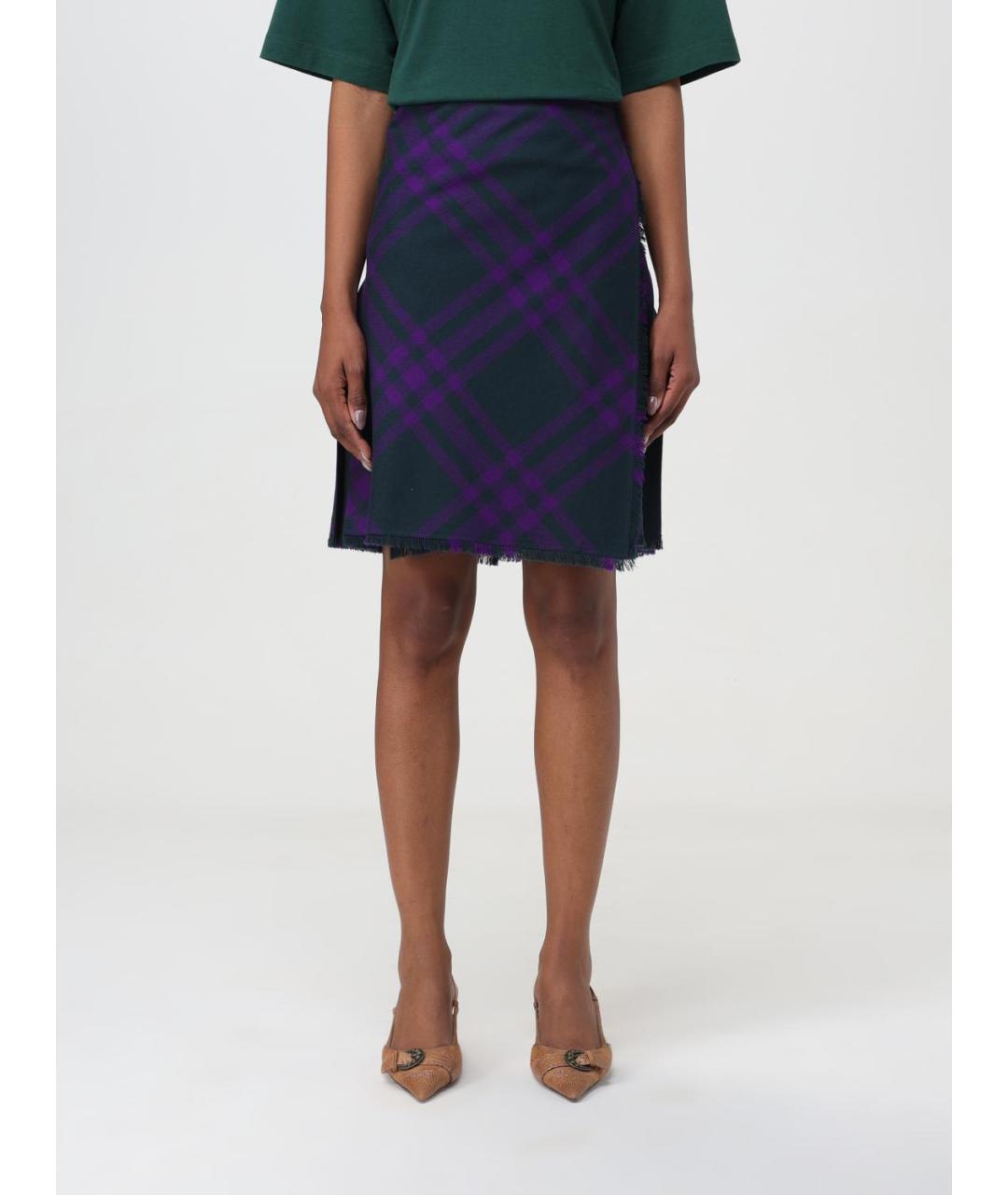 BURBERRY Мульти шерстяная юбка мини, фото 2