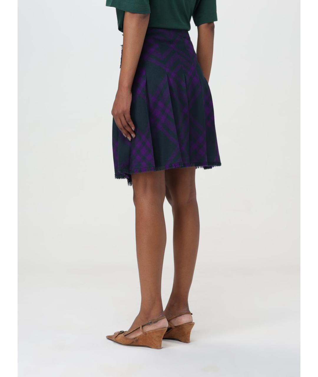 BURBERRY Мульти шерстяная юбка мини, фото 4
