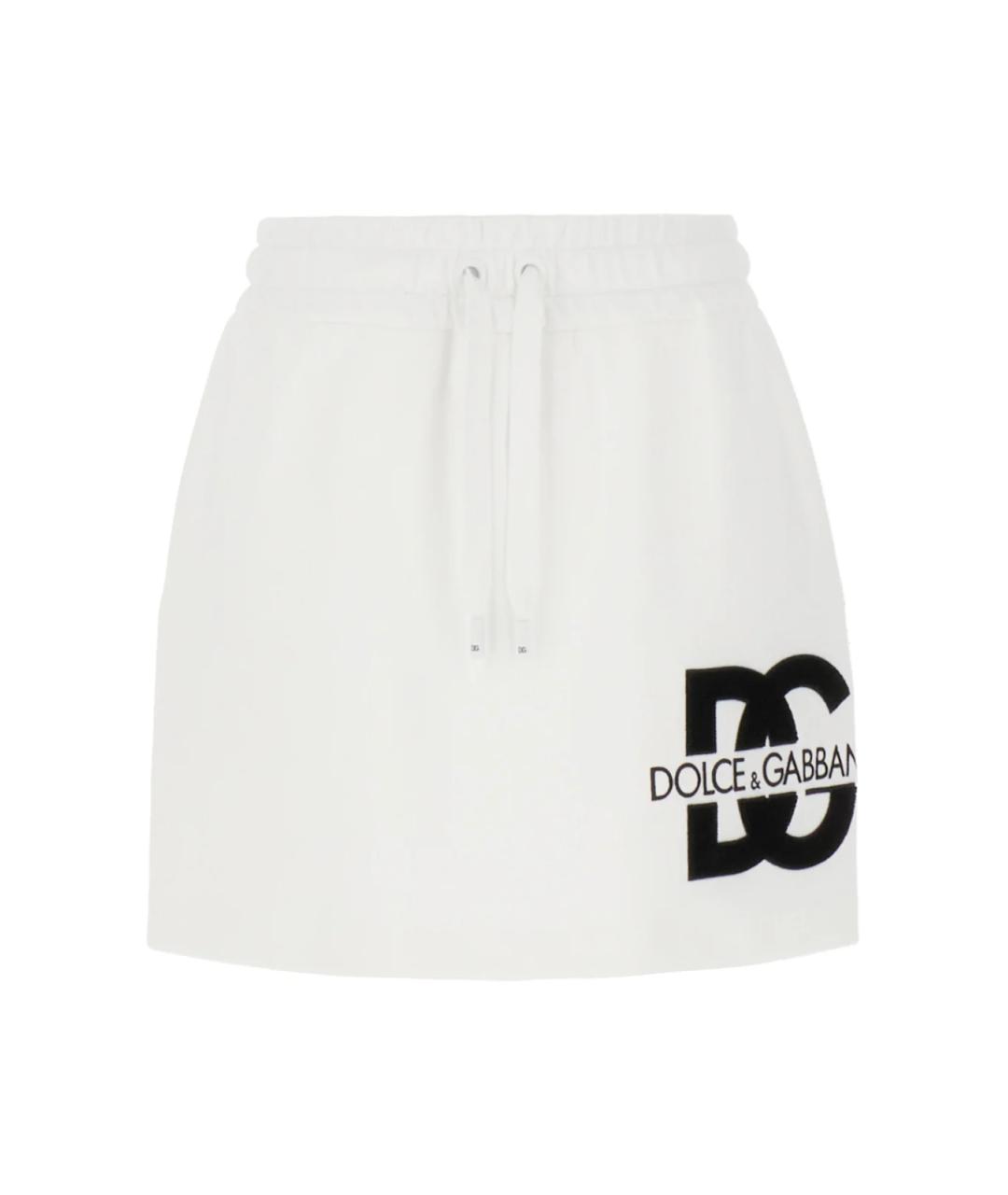 DOLCE&GABBANA Белая хлопко-эластановая юбка мини, фото 1