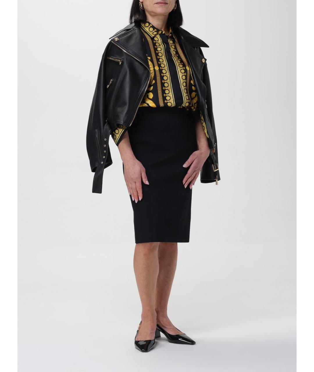 VERSACE Черная шерстяная юбка миди, фото 3