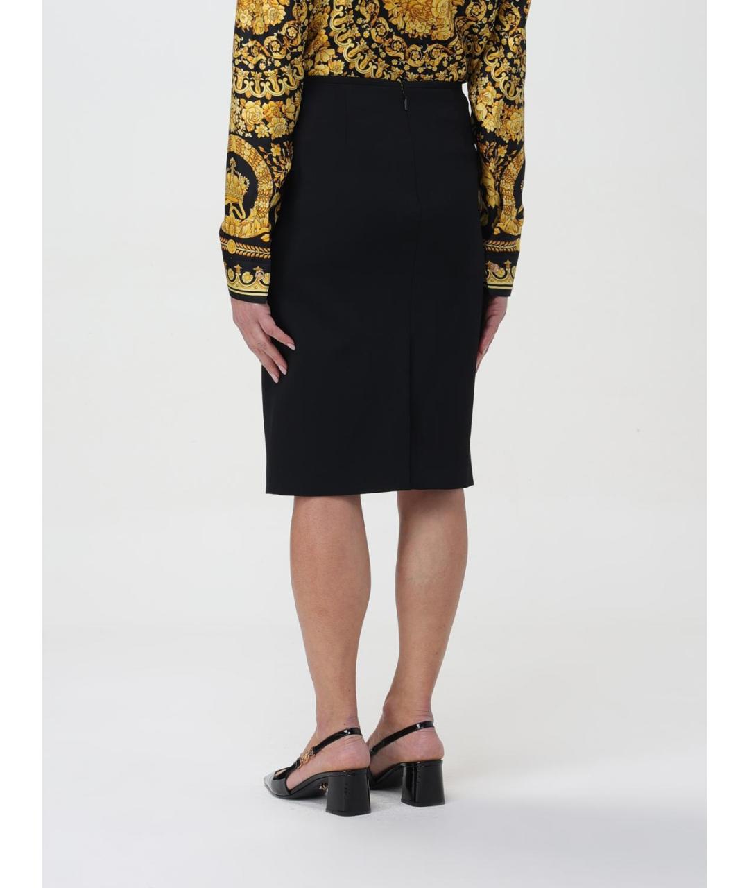 VERSACE Черная шерстяная юбка миди, фото 4