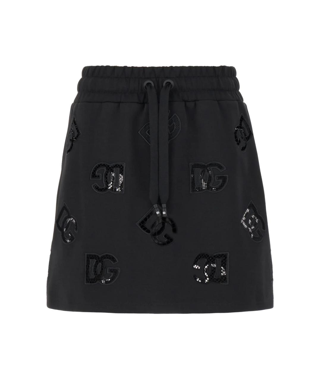 DOLCE&GABBANA Черная хлопко-эластановая юбка мини, фото 1