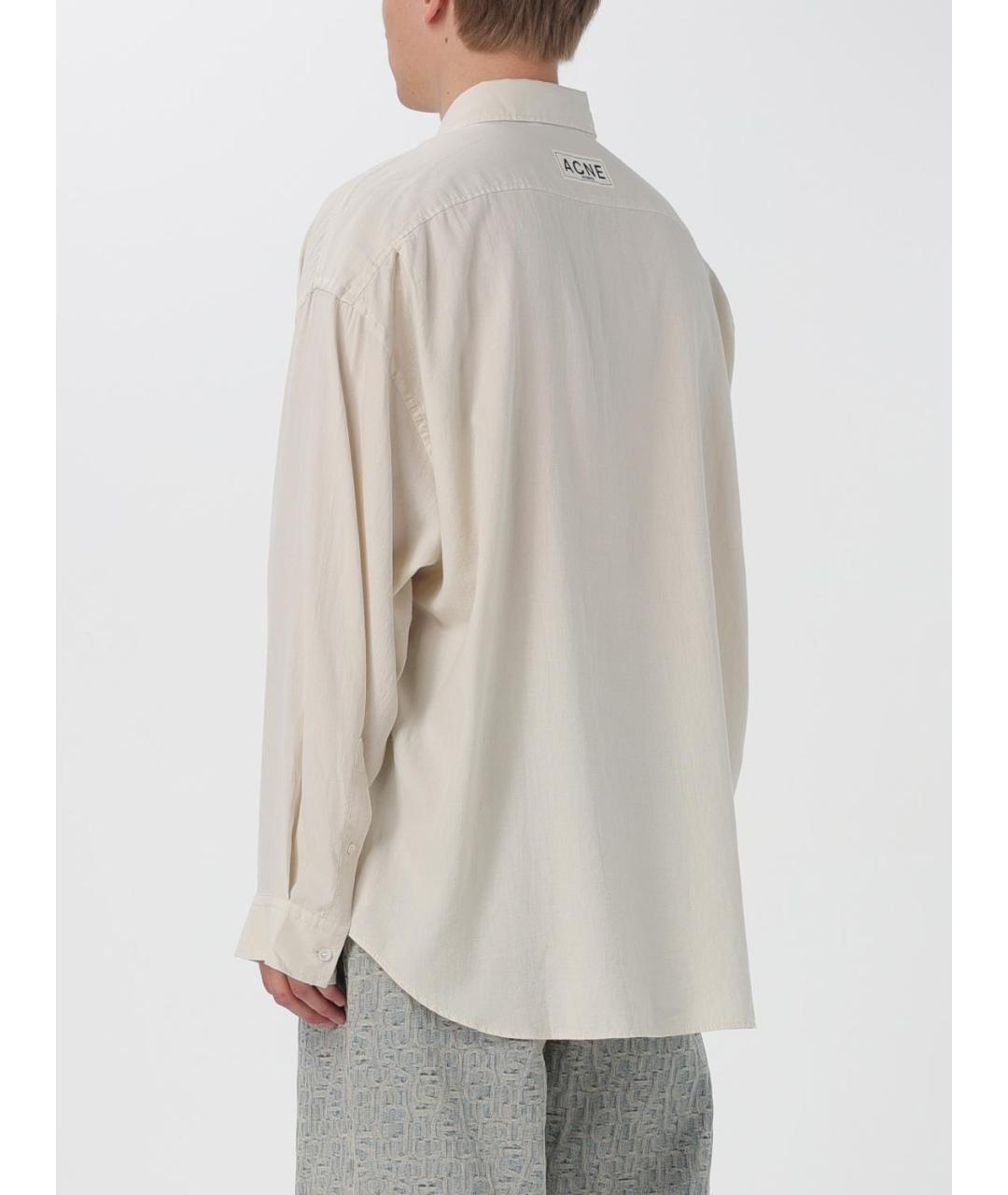 ACNE STUDIOS Бежевая хлопковая кэжуал рубашка, фото 4