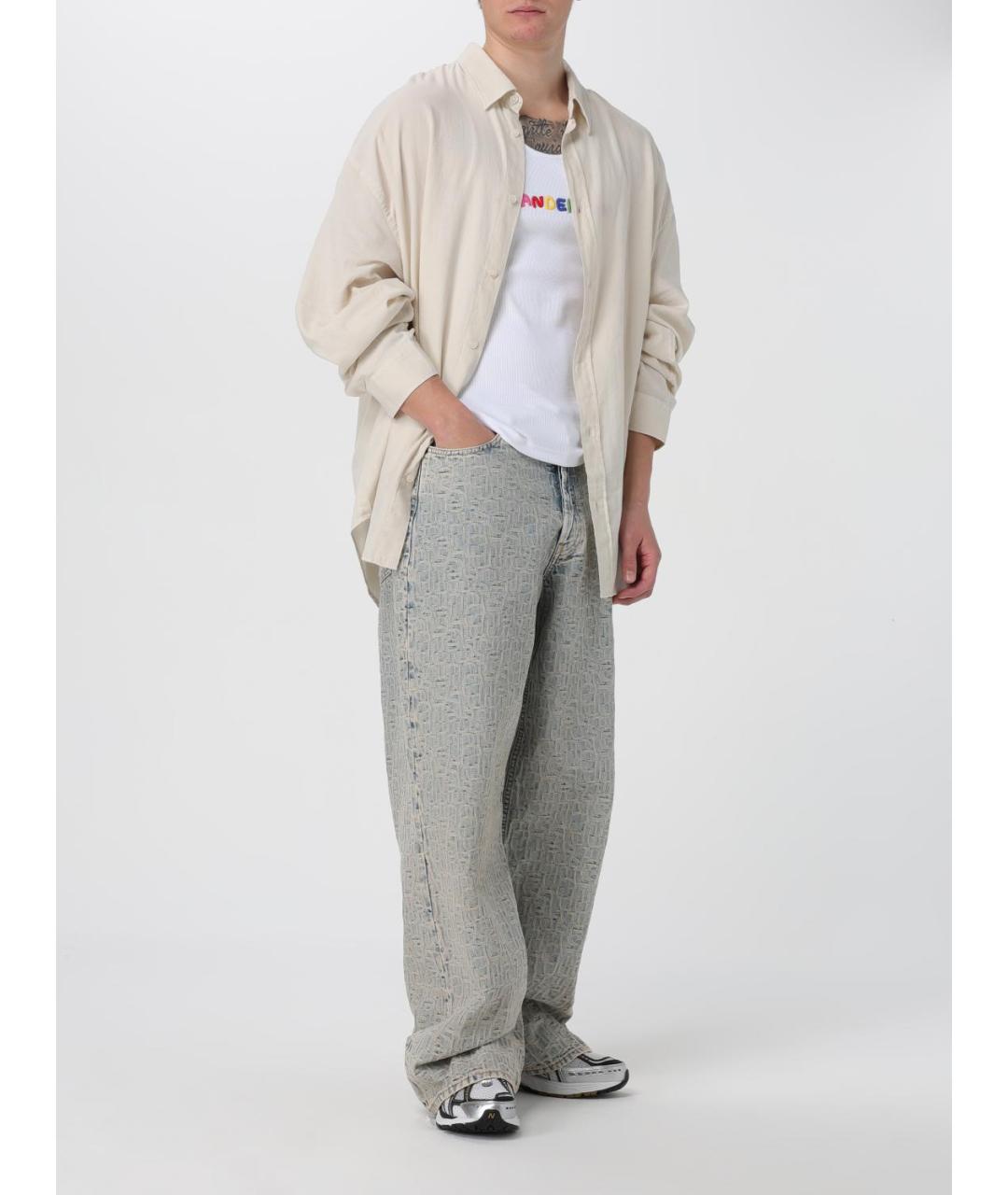 ACNE STUDIOS Бежевая хлопковая кэжуал рубашка, фото 3
