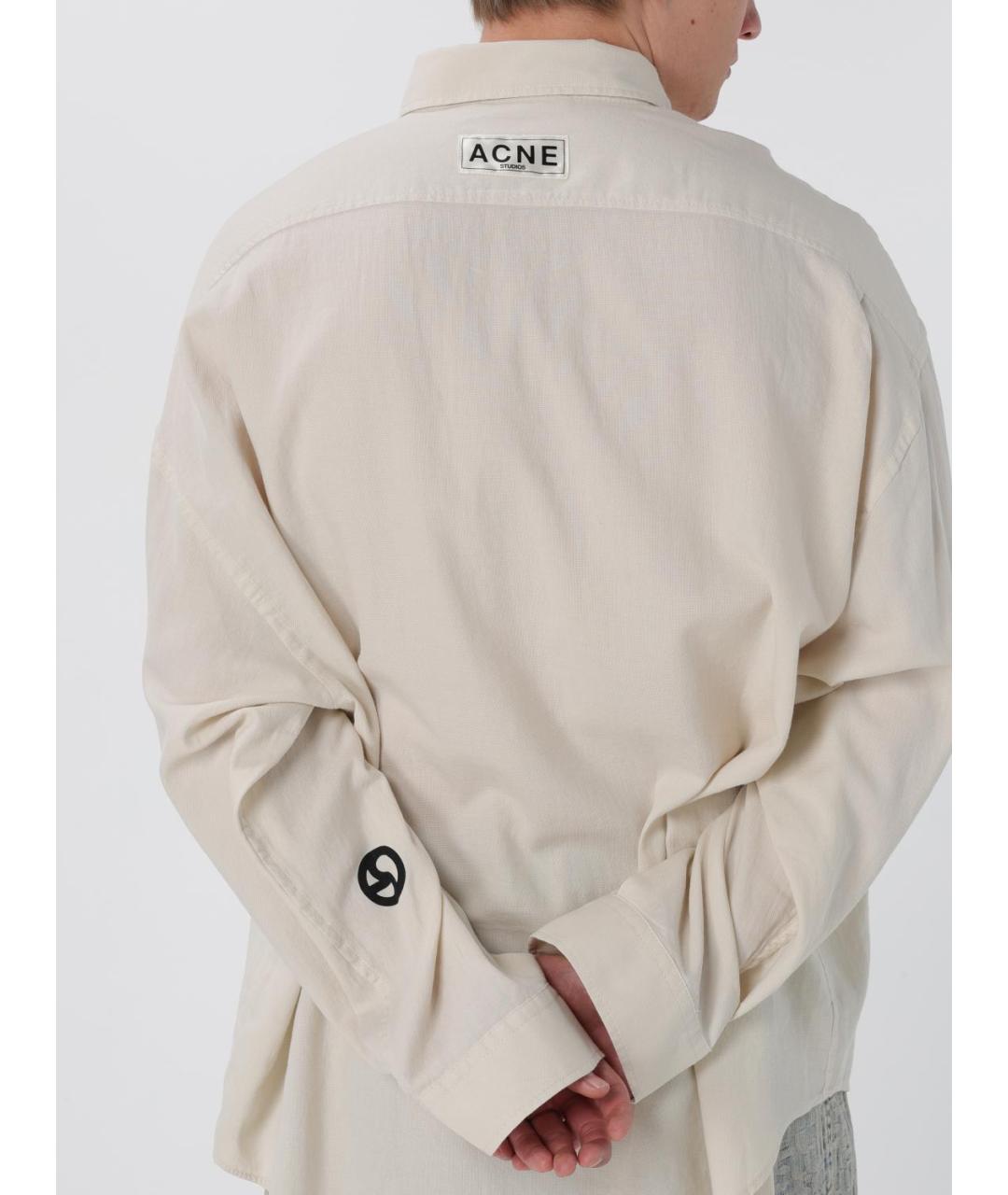 ACNE STUDIOS Бежевая хлопковая кэжуал рубашка, фото 6