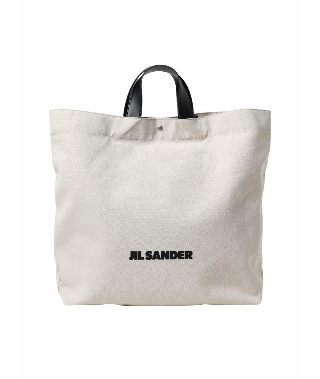 JIL SANDER Белая хлопковая сумка тоут, фото 1