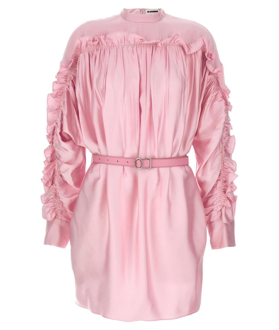 JIL SANDER Розовое вискозное платье, фото 1