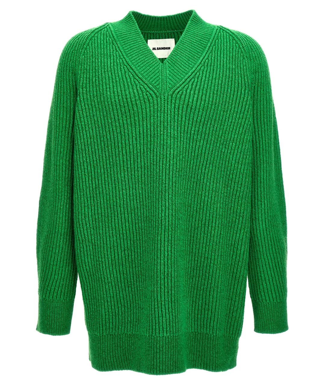 JIL SANDER Зеленый хлопковый джемпер / свитер, фото 1
