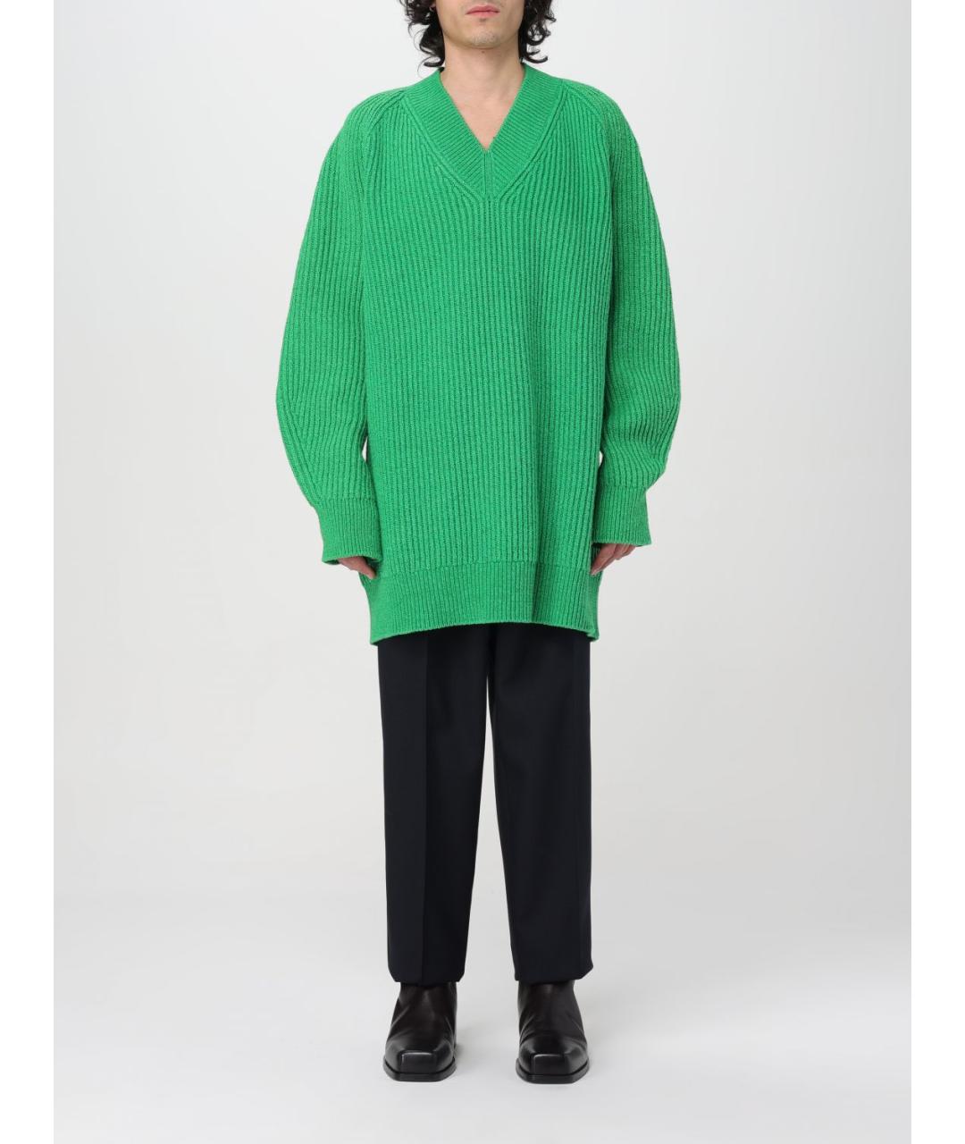 JIL SANDER Зеленый хлопковый джемпер / свитер, фото 2
