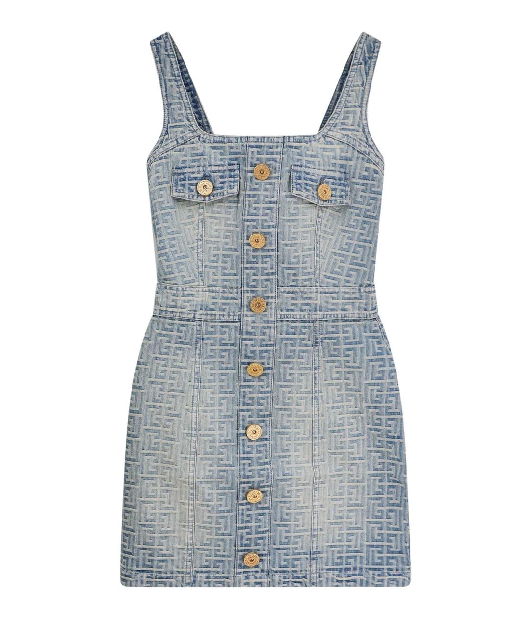 BALMAIN Голубое хлопковое повседневное платье, фото 1