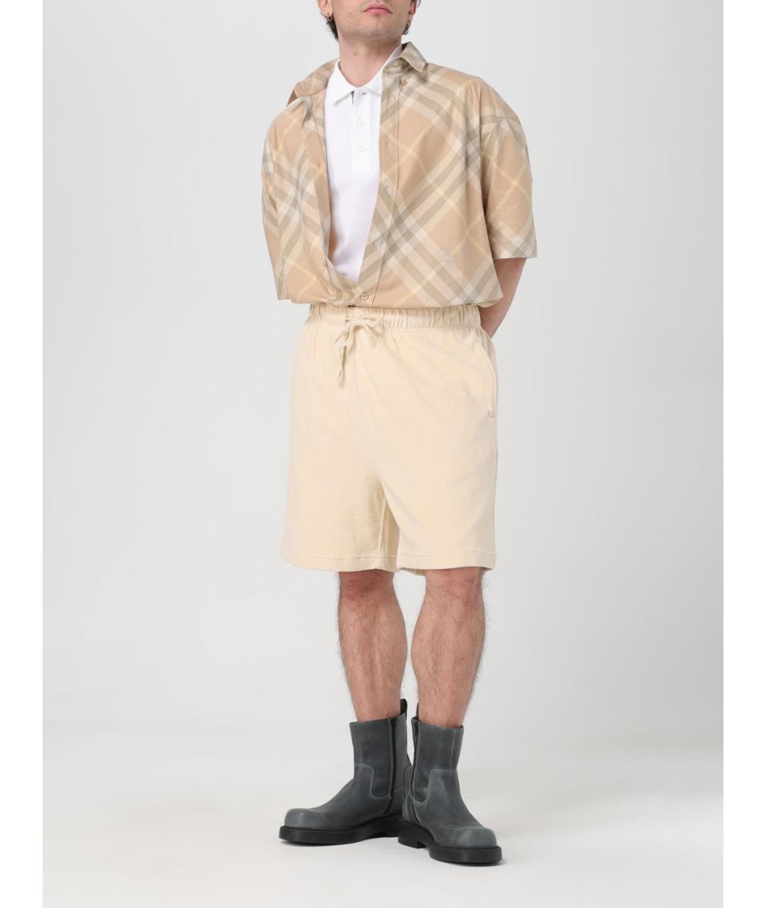 BURBERRY Бежевые хлопковые шорты, фото 3
