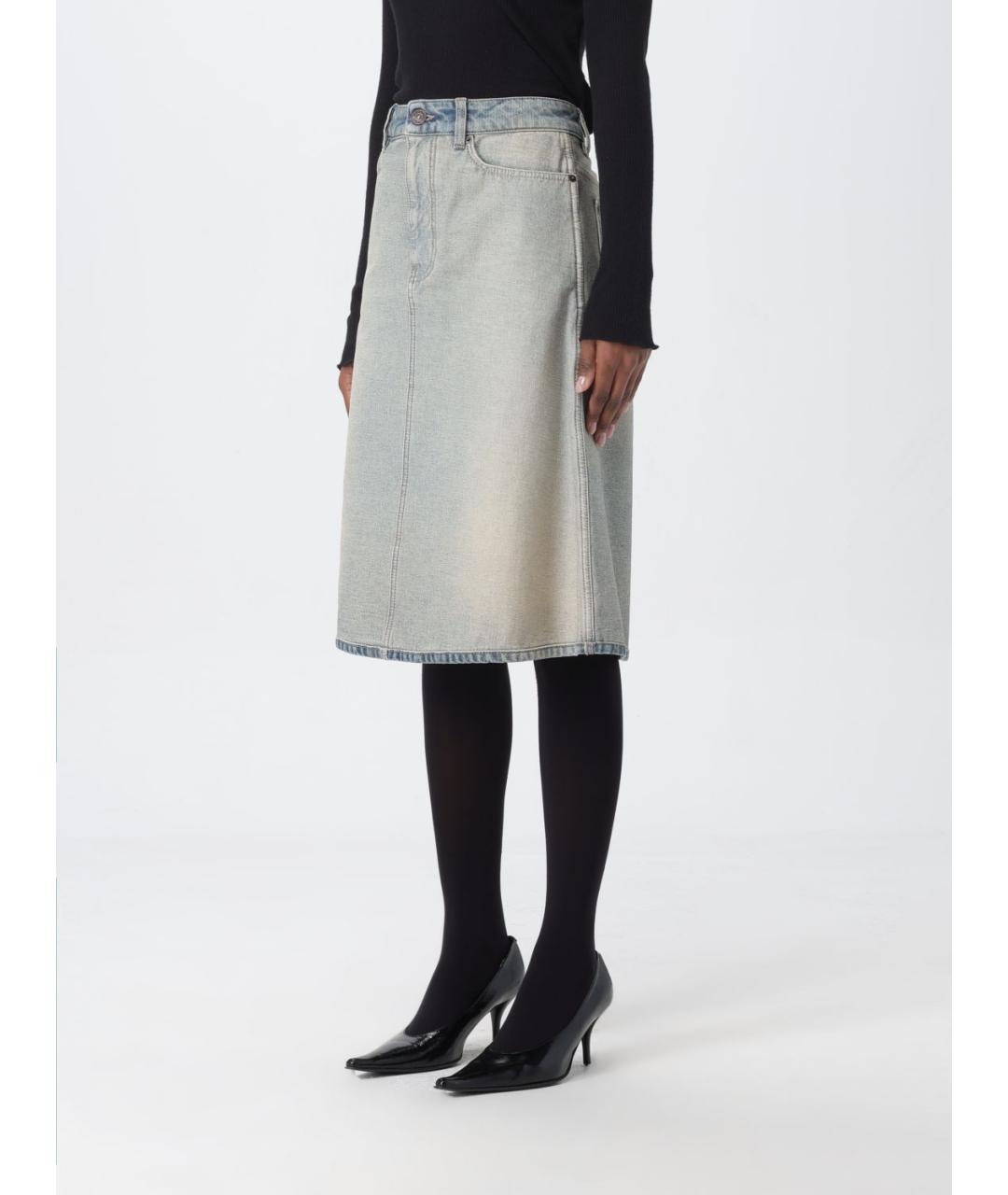 BALENCIAGA Голубая хлопковая юбка миди, фото 5