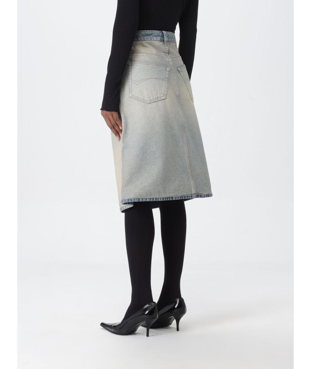 BALENCIAGA Голубая хлопковая юбка миди, фото 4