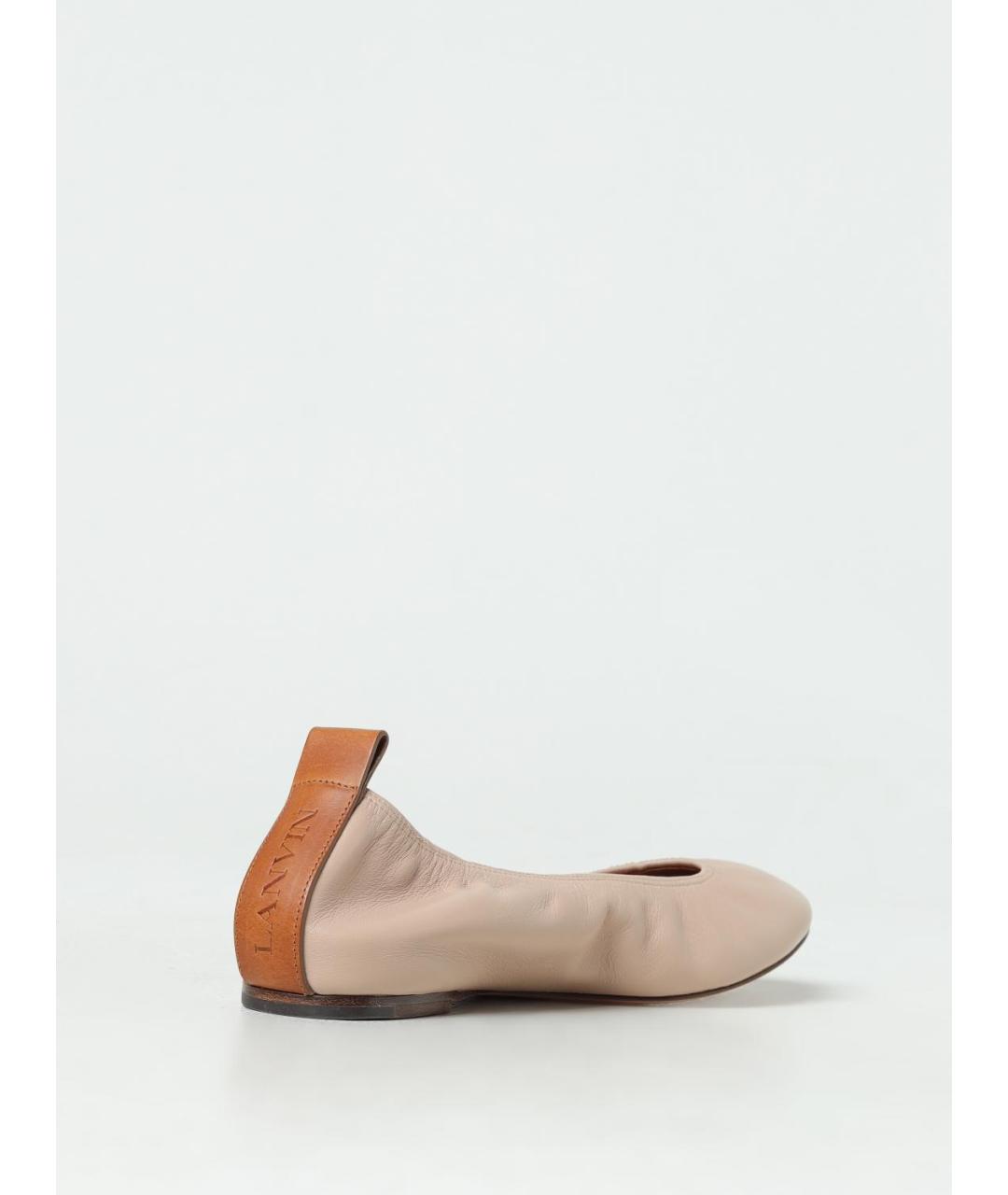 LANVIN Бежевые кожаные балетки, фото 3