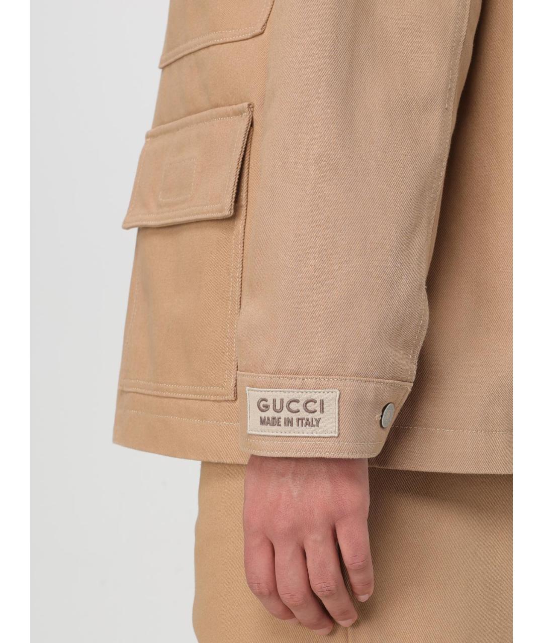 GUCCI Бежевая хлопковая куртка, фото 6