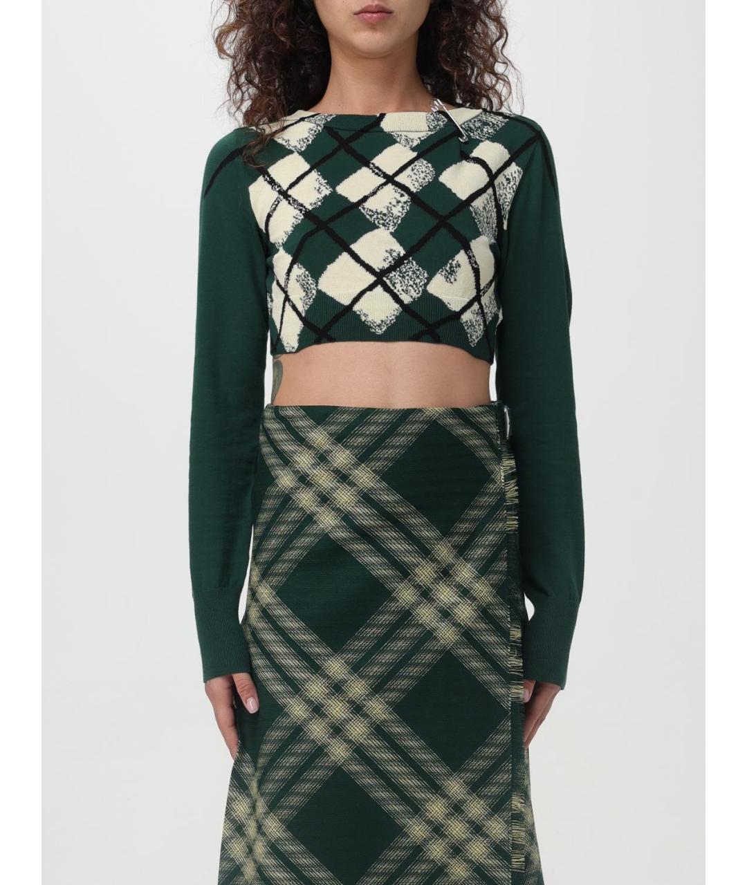 BURBERRY Зеленый джемпер / свитер, фото 2