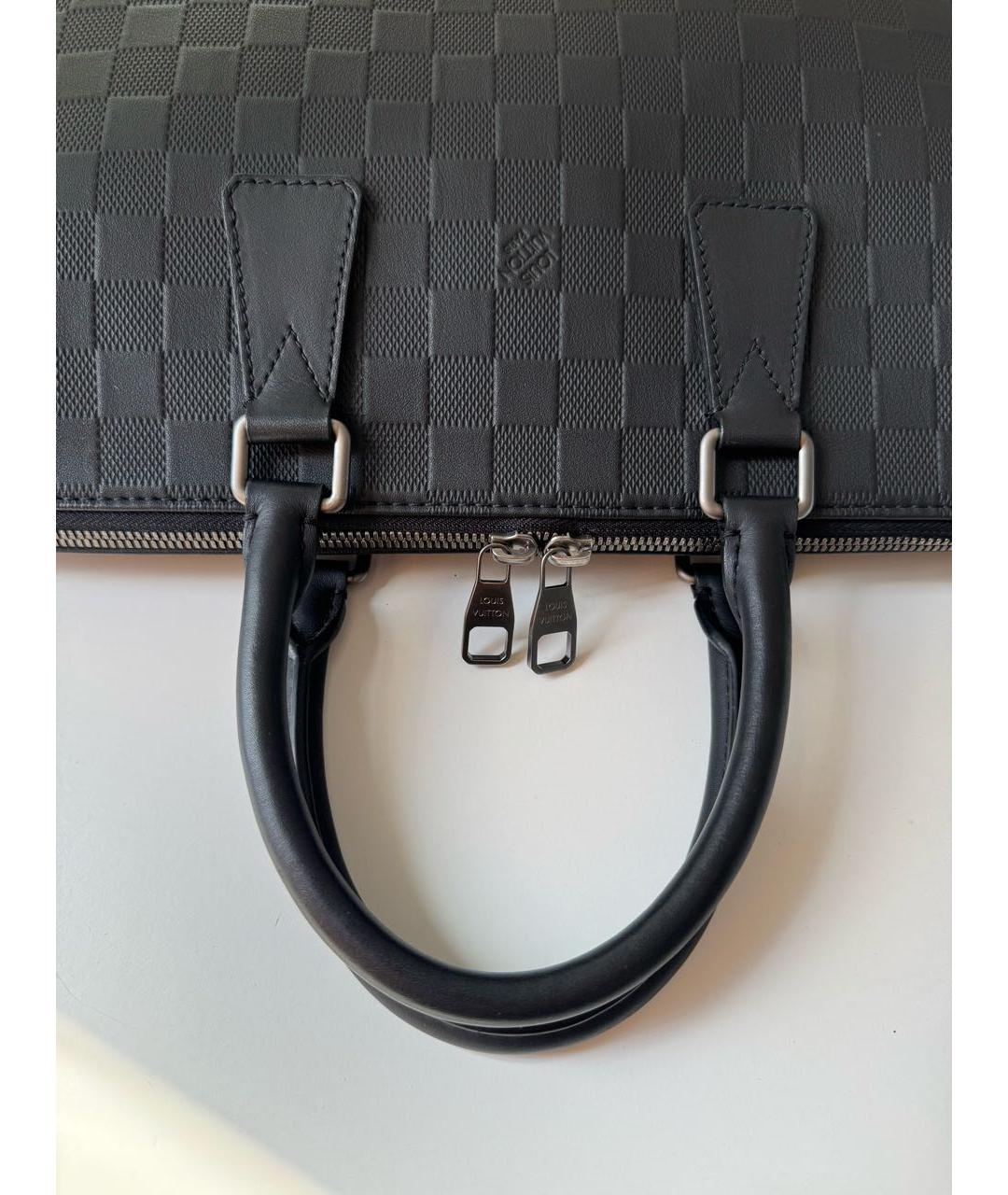 LOUIS VUITTON Черный кожаный портфель, фото 4