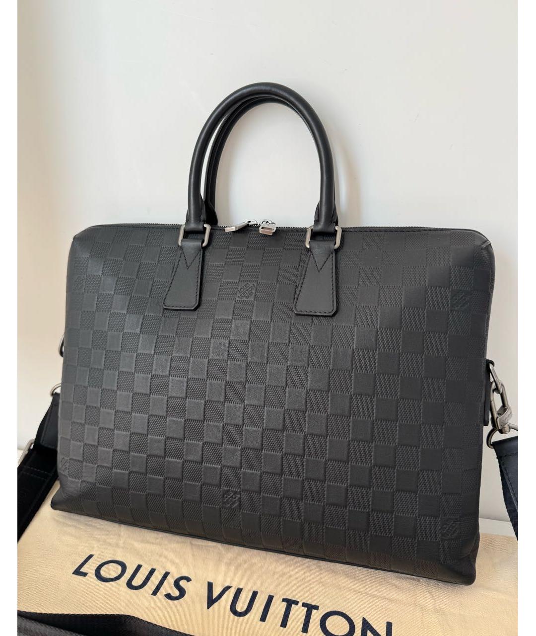 LOUIS VUITTON Черный кожаный портфель, фото 2