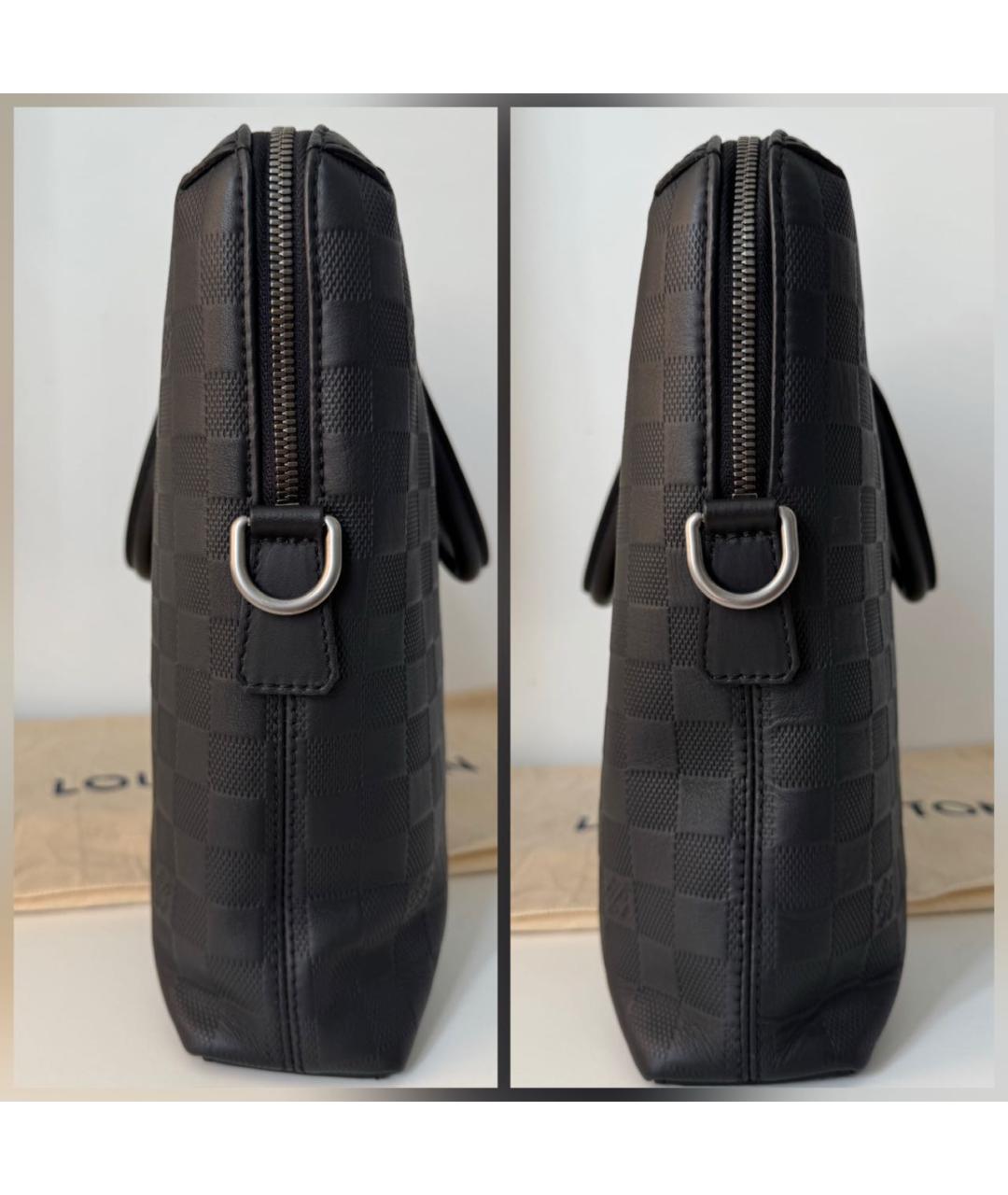 LOUIS VUITTON Черный кожаный портфель, фото 5