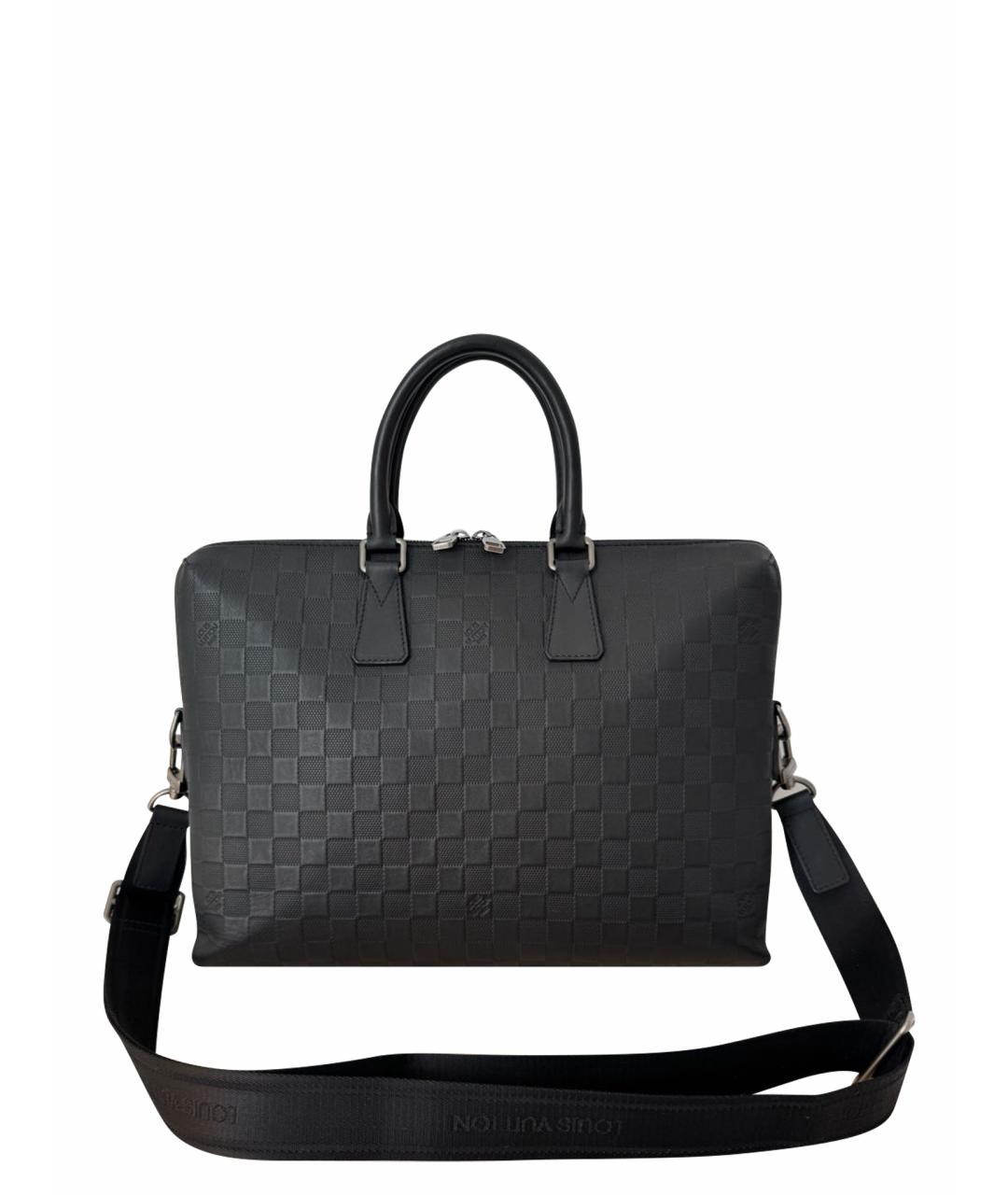 LOUIS VUITTON Черный кожаный портфель, фото 1