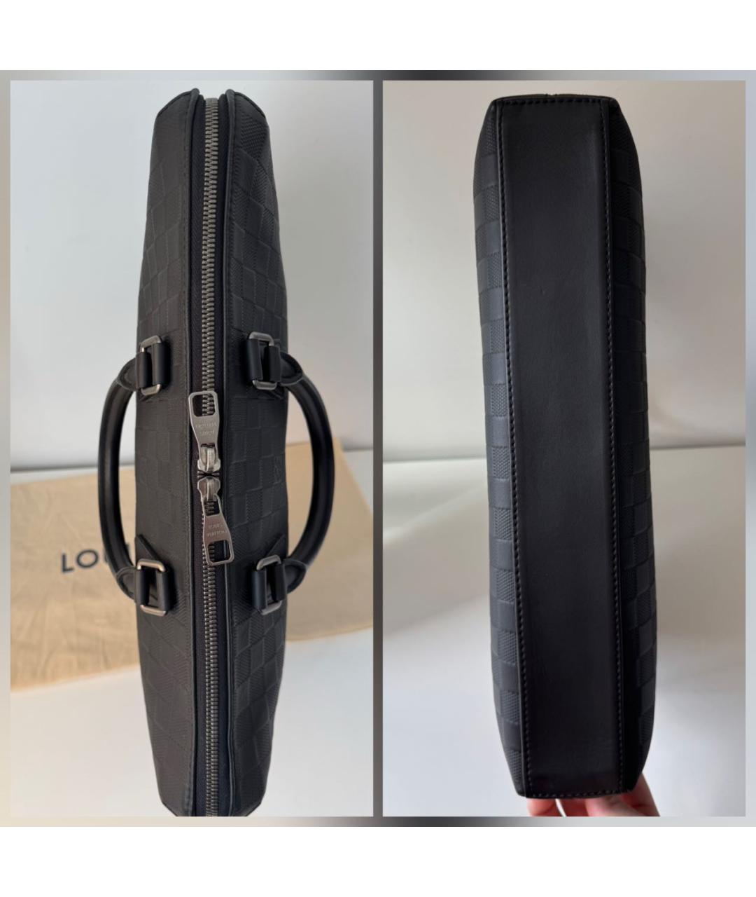 LOUIS VUITTON Черный кожаный портфель, фото 6