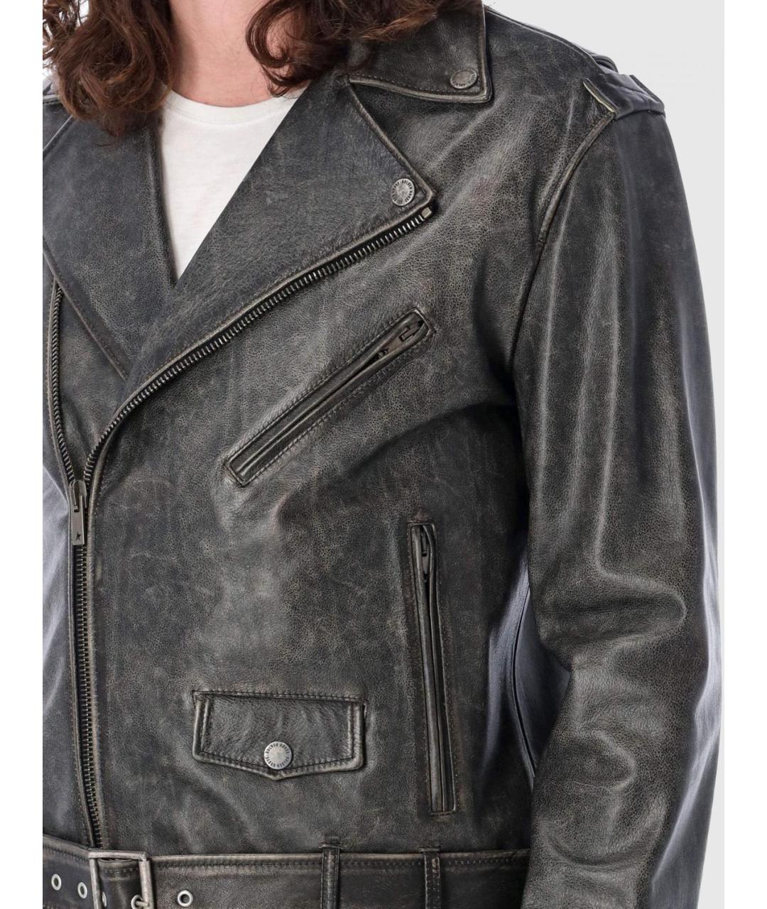 GOLDEN GOOSE DELUXE BRAND Серая кожаная куртка, фото 4