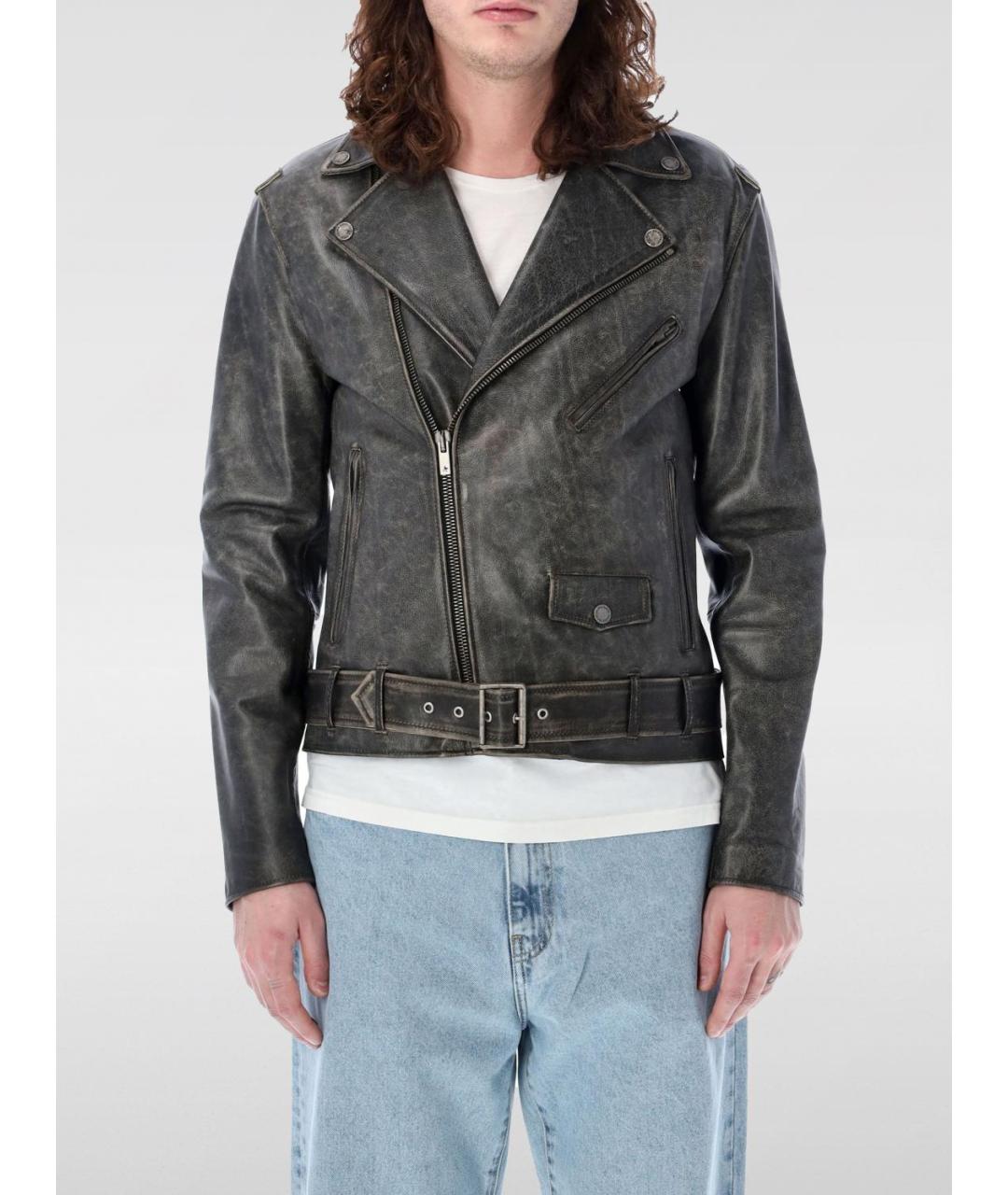 GOLDEN GOOSE DELUXE BRAND Серая кожаная куртка, фото 2